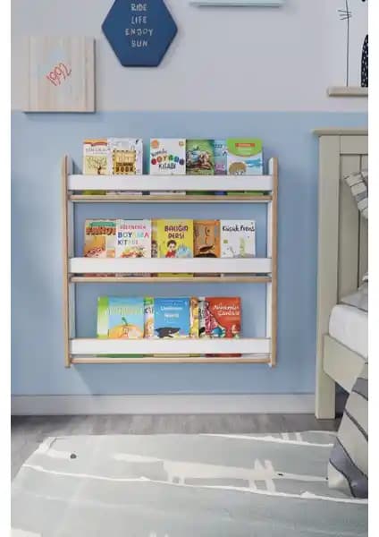 Zeo Wood Design Montessori 3 Raflı Çocuk Kitaplığı Güvenli ve Şık Tasarım Özellikleri