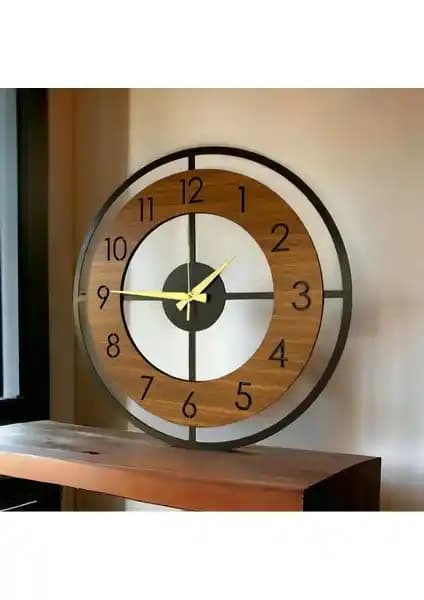 AA Shop Siyah Ceviz Ahşap Duvar Saati 50cm Modern Tasarım ve Sessiz Çalışma Özelliğiyle