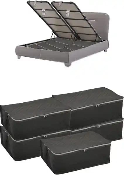 Adarya 5'li Baza Altı Hurçları Gri 60x40x22 cm ile Depolama ve Düzenleme Çözümü