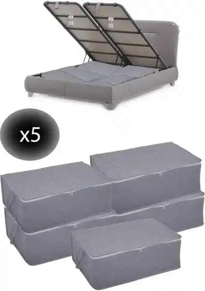 Adarya 5'li Baza Hurç Seti Antrasit 60x40x22 cm, Modern ve Kullanışlı Saklama Çözümleri