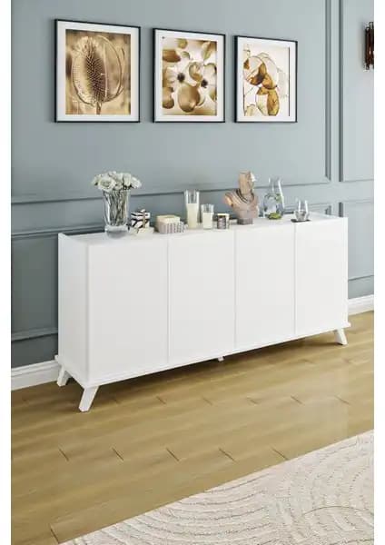 Aeka AE-2056 Akel Beyaz Modern Çok Amaçlı Konsol, Dayanıklı ve Şık Tasarım