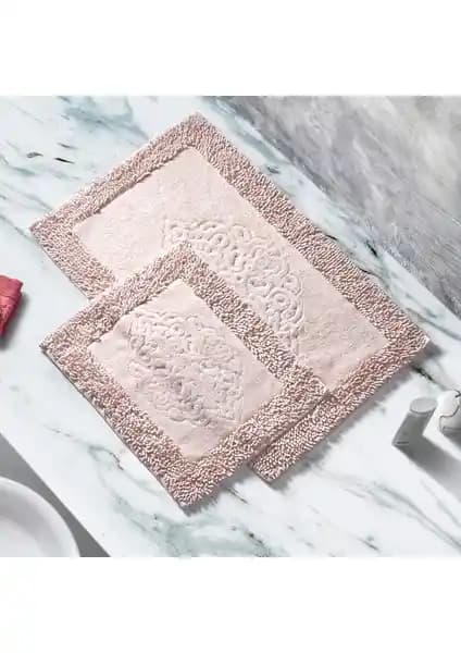 Alanur Home Salina Cotton Makarnalı 2'li Paspas Seti Estetik ve Fonksiyonel Banyo Aksesuarı