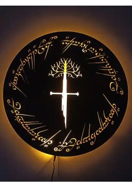 Alda Yüzüklerin Efendisi Narsil LED Işıklı Duvar Tablosu Modern Dekorasyon Parçası