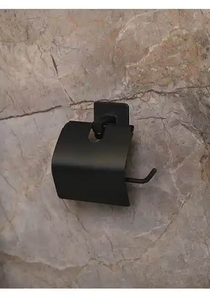 Alper Banyo Jasmin Kare Siyah Yapışkanlı Tuvalet Kağıtlığı Modern ve Pratik Çözüm