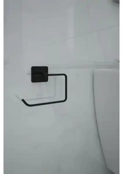 Alper Banyo Jasmin Kare Yapışkanlı Siyah Tuvalet Kağıtlığı Modern ve Dayanıklı Tasarım