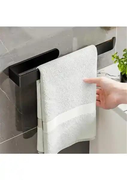 Alper Banyo Siyah Lamalı Yapışkanlı Solo Peçetelik ve Havluluk Modern Banyo Dekoru