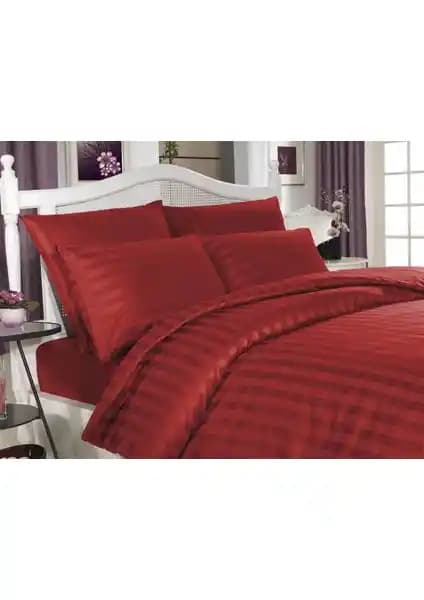 Altınbaşak Çift Kişilik Pamuk Saten Kırmızı Nevresim Takımı Modern ve Şık Tasarım