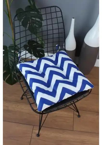 Altınpamuk Beta Mavi Zikzak Pofidik Sandalye Minderi Modern Tasarım ve Yüksek Konfor Sağlar