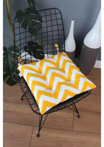 Altınpamuk Beta Sarı Zikzak Pofidik Sandalye Minderi: Rahat ve Şık Oturma Deneyimi