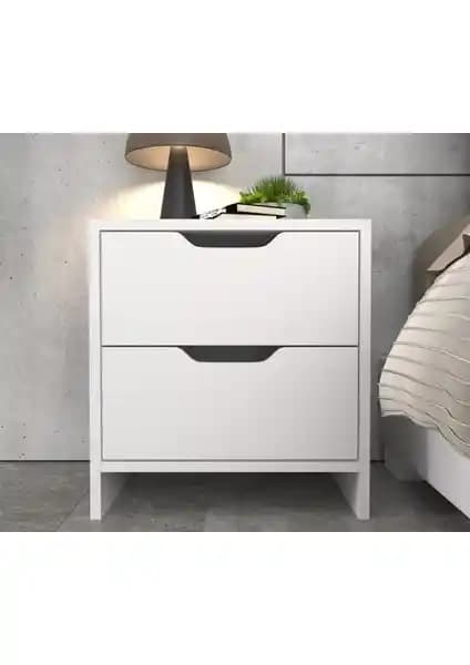 Ankara Mobilya Efes 2 Çekmeceli Beyaz Komodin Modern ve Dayanıklı Tasarımıyla Öne Çıkıyor