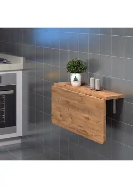 Ankara Orman Ürünleri 90x60 cm Oval Köşeli MDF Duvara Monte Katlanabilir Masa