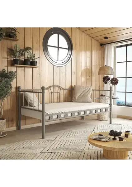 Argimo Kamelya Sedir Metal Karyola 90x190 Gri: Modern Tasarım ve Güçlü Yapı