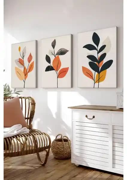 Artavessa Dekoratif 3 Parça Kanvas Tablo Seti Modern ve Şık Duvar Dekorasyonu İçin Uygun