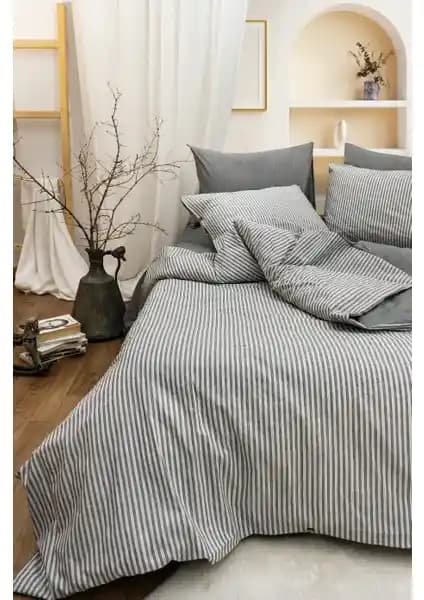 Ataklı Tekstil Doğal Pamuklu Çift Kişilik Nevresim Seti Modern Tasarım ve Konfor