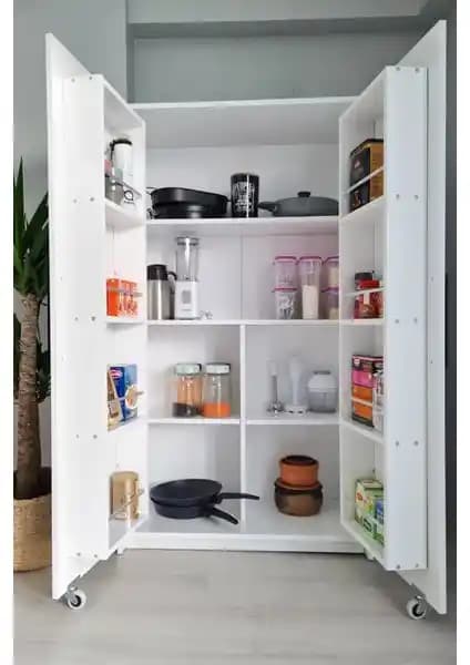 AVM Park Erzak Dolabı Beyaz 2 Kapaklı Çok Amaçlı Mutfak Dolabı 160 cm yüksekliğinde