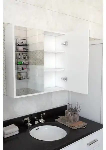 Azzuri Furniture Lavabo Üstü Aynalı Banyo Dolabı Modern Tasarım ve Dayanıklı Malzemelerle