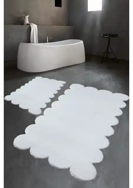 Balat Halı Lazer Kesim Beyaz Peluş Banyo Paspası Modern ve Şık Tasarımıyla Fark Yaratır
