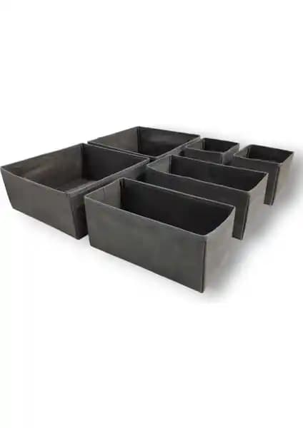 Balkan Room Antrasit 6'lı Çekmece İçi Düzenleyici Seti: Çok Amaçlı Ev ve Ofis Depolama Çözümü