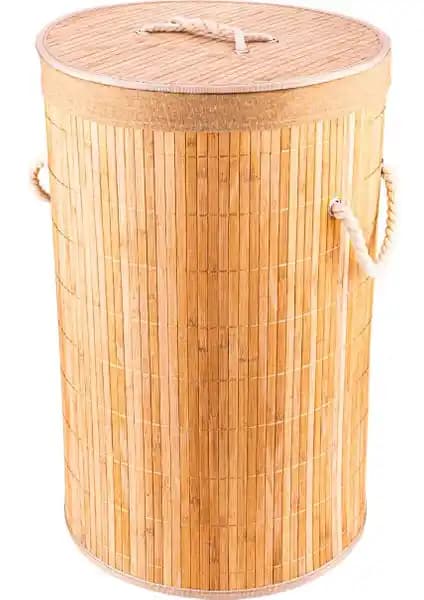 Bambum Linen Yuvarlak Bambu Çamaşır Sepeti Estetik ve Fonksiyonellik Bir Arada
