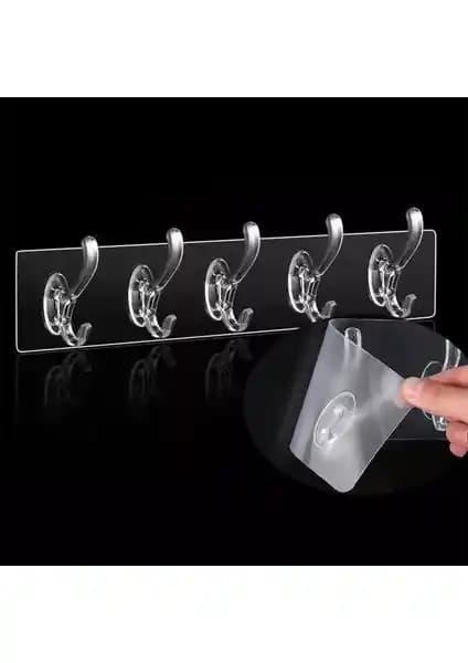 Baysa 5'li Şeffaf Yapışkanlı Askılık Seti ev ve ofis düzeni için ideal çözümler