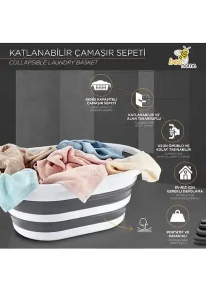Bee Home Katlanabilir Silikon Çamaşır Sepeti: Geniş Kapasiteli ve Pratik Kullanım İçin Ideal