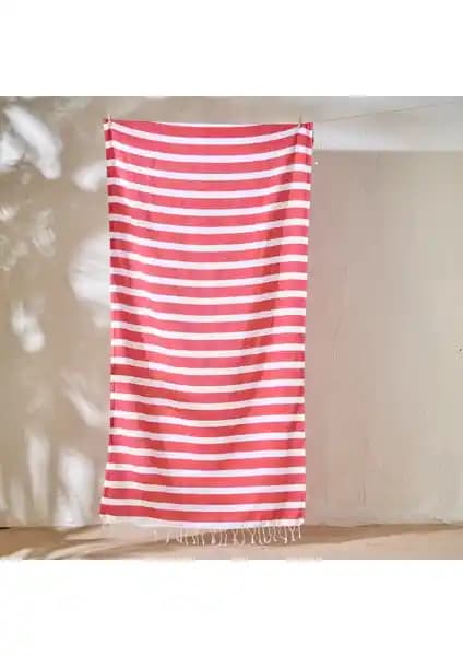 Bella Maison %100 Pamuk Lua Çizgili Peştamal Kırmızı Çok Amaçlı Kullanım ve Şıklık