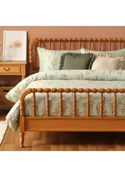 Bella Maison %100 Pamuk Saten Flores Çift Kişilik Nevresim Seti Sağlıklı ve Şık Tasarım