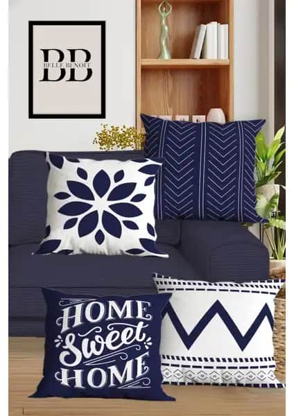 Belle Benoit Çift Taraflı Dijital Baskılı 4'lü Kırlent Kılıfı Seti - Modern ve Şık Dekoratif Çözüm