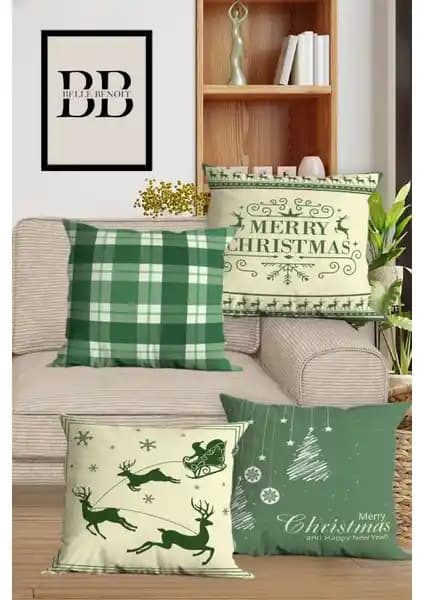 Belle Benoit Çift Taraflı Dijital Baskılı 4'lü Yastık Kılıfı Seti - Modern ve Şık Ev Dekorasyonu