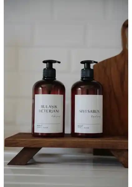 Berev 2'li sıvı sabun ve bulaşık deterjanı seti 500 ml plastik şişelerle şık ve dayanıklı kullanım