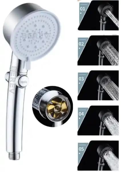 Berev Krom Pervaneli 6 Fonksiyonlu Aç Kapa Turbo Duş Başlığı ile Modern ve Fonksiyonel Banyo Deneyimi