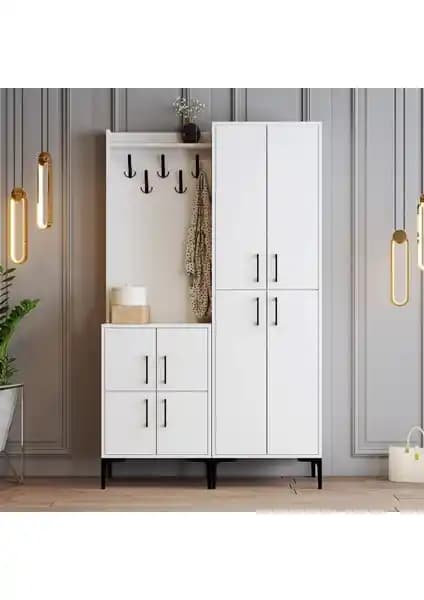 Berlin Ba Portmanto Beyaz Modern Depolama Çözümü Giriş ve Oturma Alanları İçin