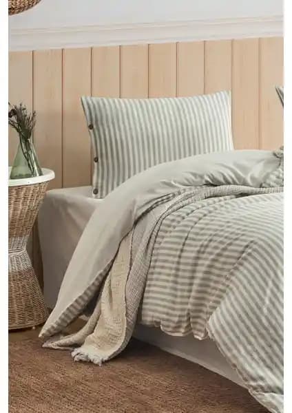 Berolige Easy Boho Yeşil Çift Kişilik Nevresim Takımı: Modern ve Şık Yatak Dekorasyonu İçin