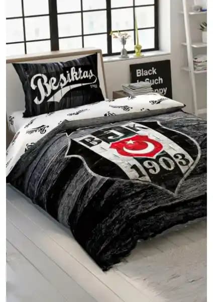 Beşiktaş Wooden Logo Tek Kişilik Nevresim Takımı: Şık ve Konforlu Spor Temalı Uyku Seti