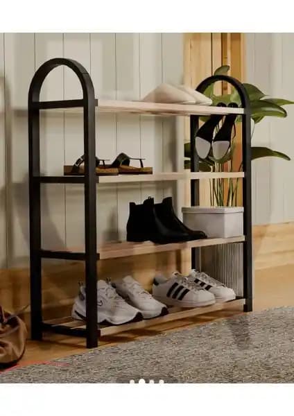 Beşudi Aura Ahşap Çubuklu Plastik Ayakkabılık: Modern ve Pratik Depolama Çözümü