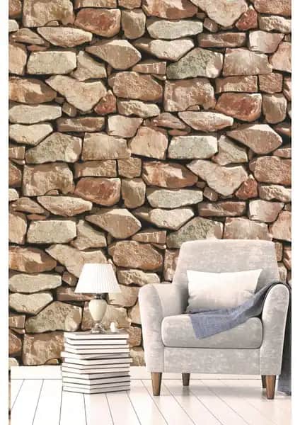 BienHome 5327 Taş Desenli 3D Duvar Kağıdı Modern ve Estetik İç Mekan Dekorasyonu İçin