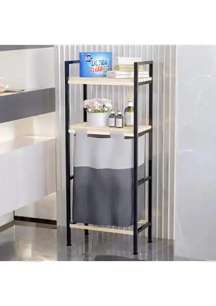 Bino Ahşap ve Metal Çamaşır Sepeti Geniş Kapasiteli Modern Tasarım