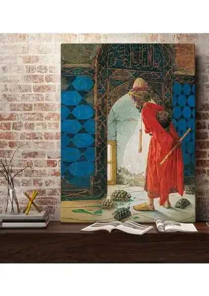 BK Gift Kaplumbağa Terbiyecisi Tasarımlı Kanvas Tablo 70x100cm Ev ve Ofis Dekorasyonu İçin