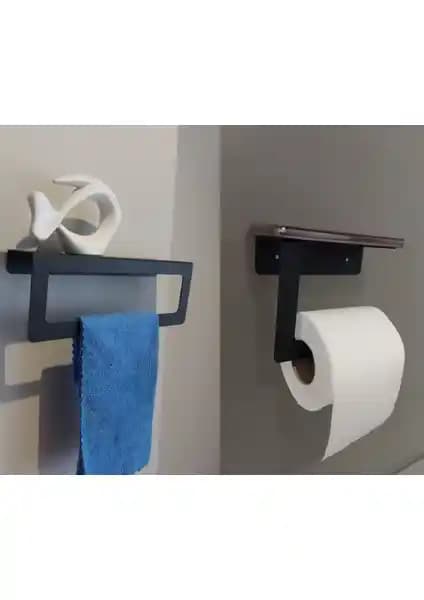 BlueFlame Metal Havluluk ve Tuvalet Kağıtlığı Seti ile Banyonuzda Şıklık ve Fonksiyonellik