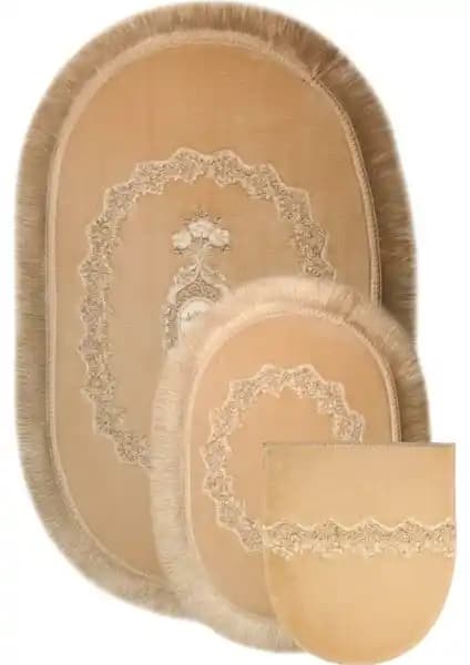 Bonny Home Exclusive Oval Vizon 3'lü Klozet Takımı ve Banyo Halısı Seti - Şık ve Fonksiyonel Tasarım