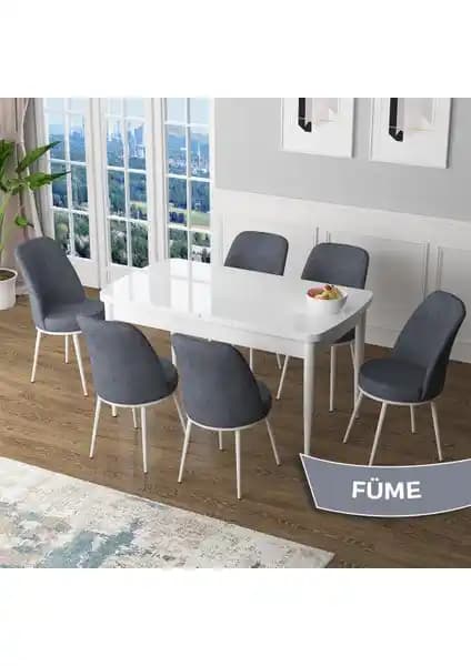 Canisa Zen Serisi Açılabilir Beyaz MDF Mutfak Masa Takımı Modern ve Fonksiyonel Tasarım