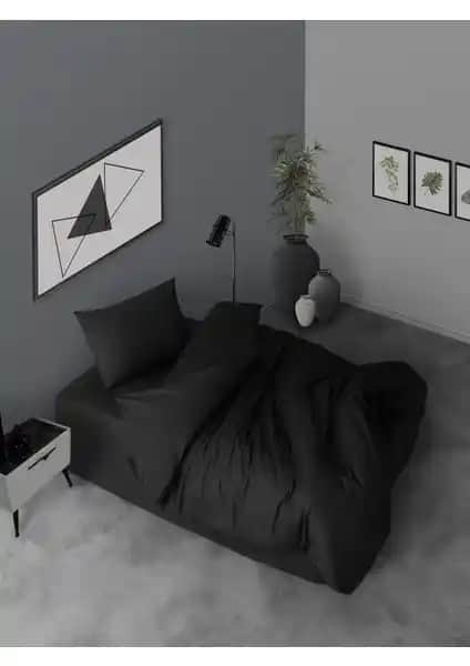 Casa Carina Siyah Ranforce Lastikli Tek Kişilik Nevresim Takımı 160x220 cm Modern ve Dayanıklı Tasarım