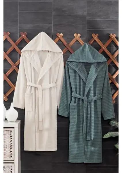 Casnack Quina 2Li Kapüşonlu Oversize Bornoz Seti: Konfor ve Şıklığın Buluşması