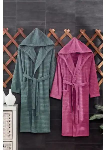 Casnack Quina 2Li Kapüşonlu Oversize Bornoz Seti - Şık ve Rahat Günlük Kullanım İçin