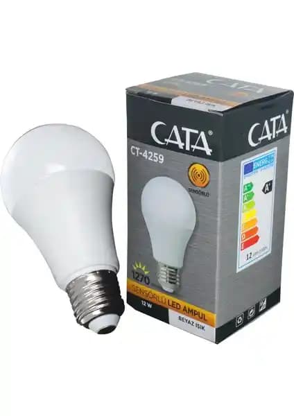 Cata İç Mekan Sensörlü LED Ampul 220V 12W Enerji Tasarruflu Otomatik Aydınlatma