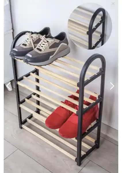 Çavdar Group Chawood Midi Ahşap Siyah 4 Bölmeli Ayakkabılık Modern ve Dayanıklı Tasarım