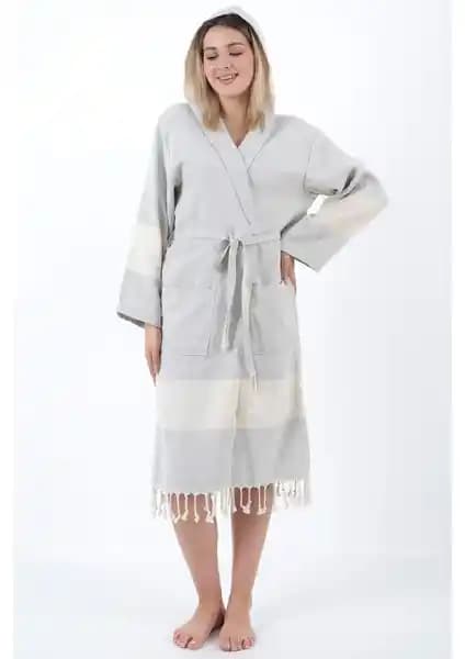 Celena Peştemal Bornoz Gri Modern Tasarım ve Çok Amaçlı Kullanım İçin Uygun