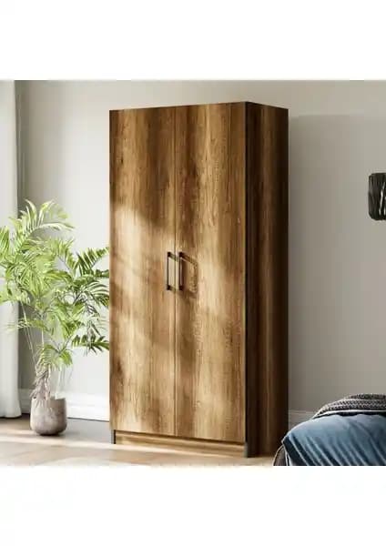 Ceramical GRE2 2 Kapaklı Dolap Gardrop Ceviz Renk Modern ve Dayanıklı Tasarım