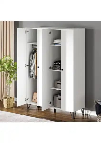 Ceramical GRM4 4 Kapaklı Beyaz Sunta Gardırop: Modern Tasarım ve Geniş Depolama Alanı