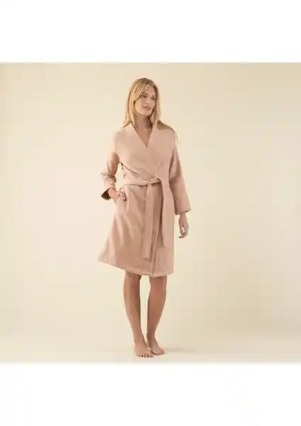 Chakra Sobeska Kadın Bornoz Koyu Somon Renkli Pamuklu ve Şık Tasarım